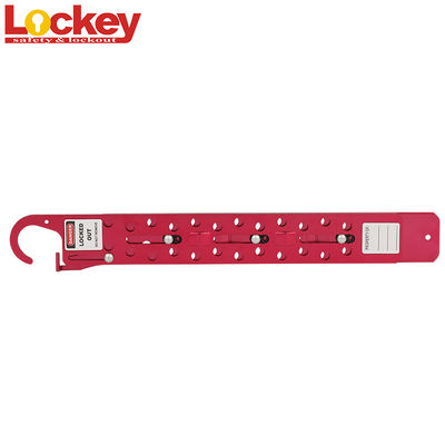 Panjangkan 24 Lubang Sliding Long Lock Out Tag Out Hasp Dengan 24 Kunci di Merah